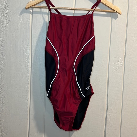 Speedo, red and black one piece - Picture 1 of 8